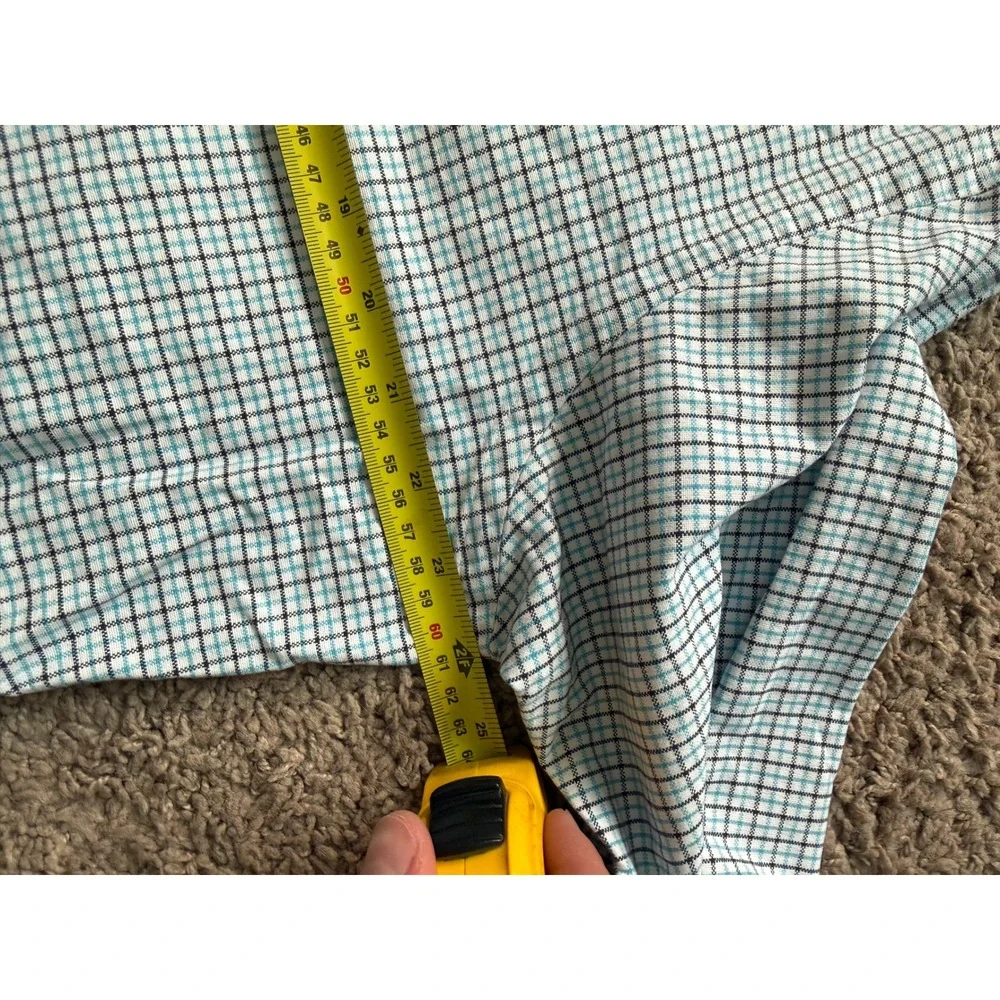 Polo Ralph Lauren Classic Fit Check Button Down Shirt Mens Large Teal Navy Blue - Picture 8 of 9